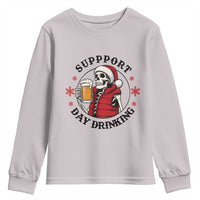 Funny Skeleton Beer Christmas Youth Sweatshirt Support Day Drinking - Wonder Print Shop