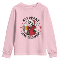 Funny Skeleton Beer Christmas Youth Sweatshirt Support Day Drinking - Wonder Print Shop