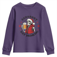 Funny Skeleton Beer Christmas Youth Sweatshirt Support Day Drinking - Wonder Print Shop