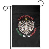 Funny Skeleton Christian Garden Flag Christmas Begins With Christ - Wonder Print Shop