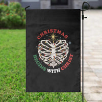 Funny Skeleton Christian Garden Flag Christmas Begins With Christ - Wonder Print Shop