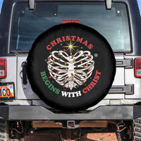 Funny Skeleton Christian Spare Tire Cover Christmas Begins With Christ - Wonder Print Shop