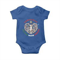 Funny Skeleton Christian Baby Onesie Christmas Begins With Christ - Wonder Print Shop
