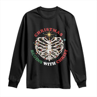 Funny Skeleton Christian Long Sleeve Shirt Christmas Begins With Christ - Wonder Print Shop