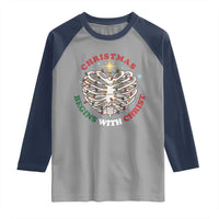 Funny Skeleton Christian Raglan Shirt Christmas Begins With Christ - Wonder Print Shop