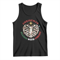 Funny Skeleton Christian Tank Top Christmas Begins With Christ - Wonder Print Shop