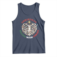 Funny Skeleton Christian Tank Top Christmas Begins With Christ - Wonder Print Shop