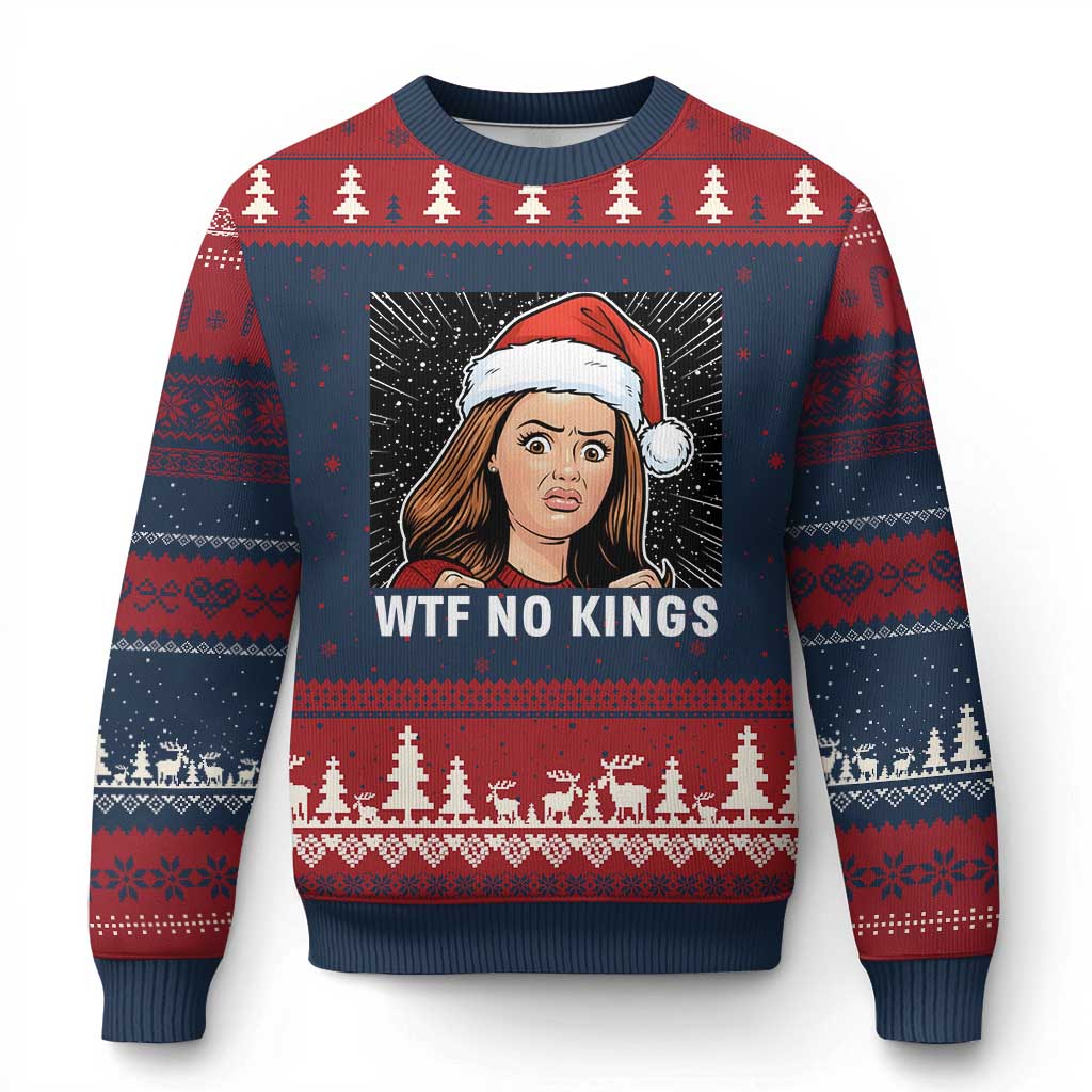 No Kings Ugly Christmas Sweater Funny Doll Face Meme Xmas - Wonder Print Shop