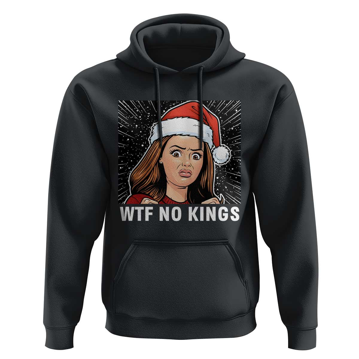 No Kings Hoodie Funny Doll Face Meme Christmas - Wonder Print Shop