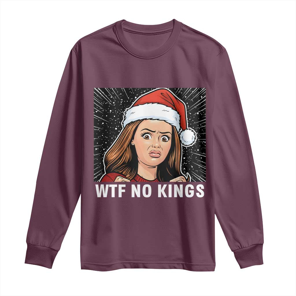 No Kings Long Sleeve Shirt Funny Doll Face Meme Christmas - Wonder Print Shop