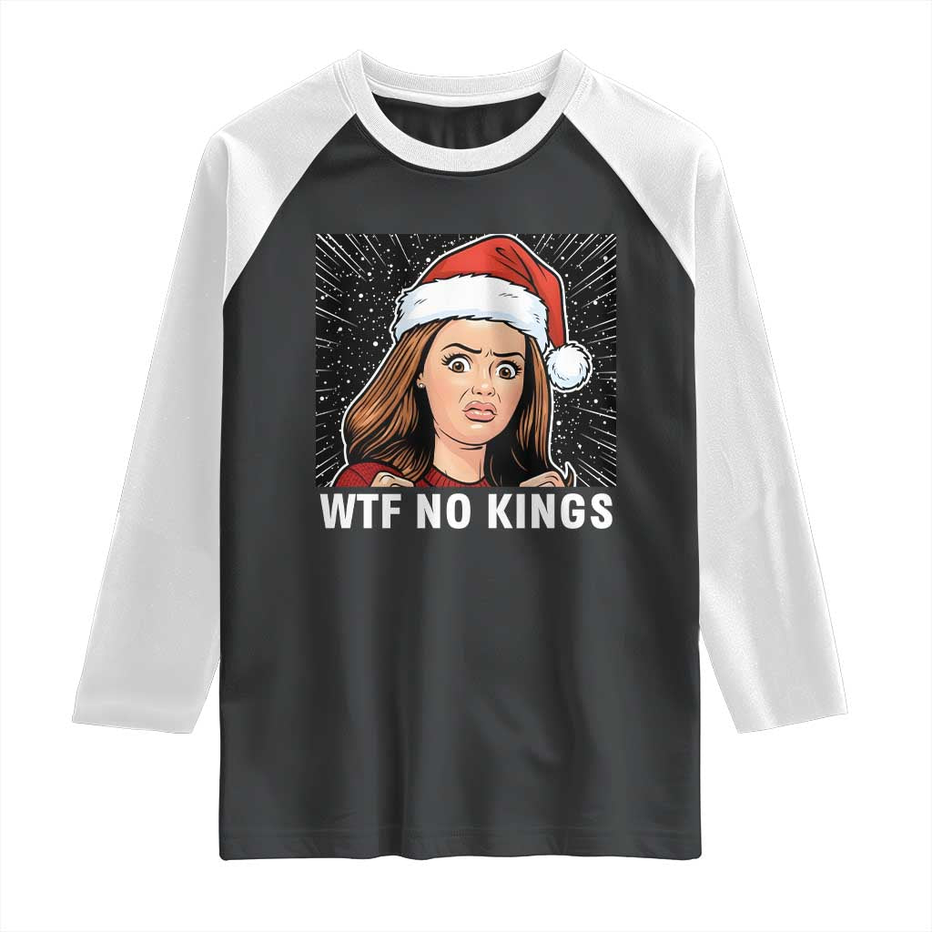 No Kings Raglan Shirt Funny Doll Face Meme Christmas - Wonder Print Shop