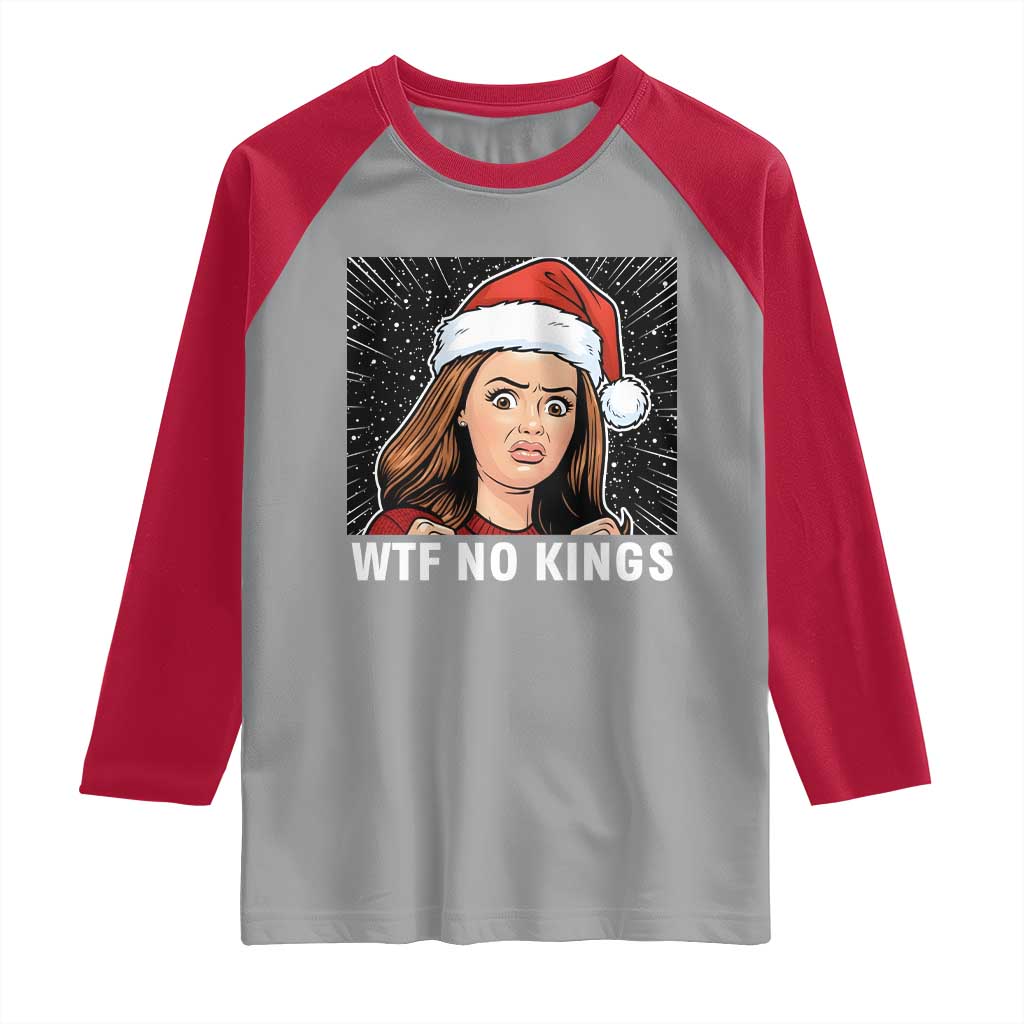No Kings Raglan Shirt Funny Doll Face Meme Christmas - Wonder Print Shop