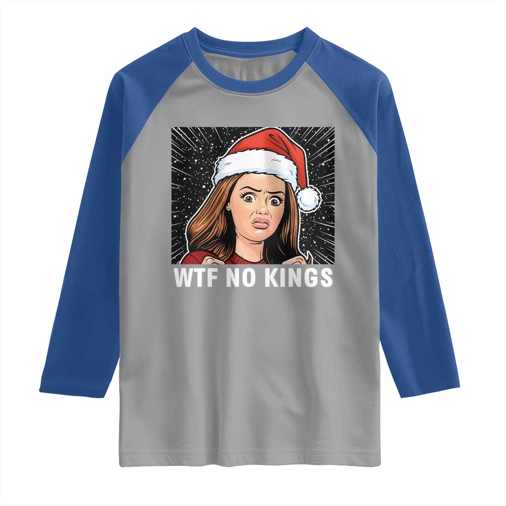 No Kings Raglan Shirt Funny Doll Face Meme Christmas - Wonder Print Shop
