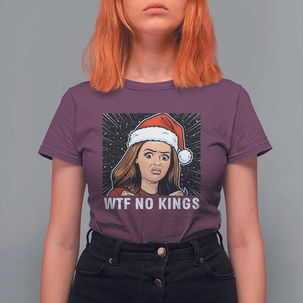 No Kings T Shirt For Women Funny Doll Face Meme Christmas - Wonder Print Shop