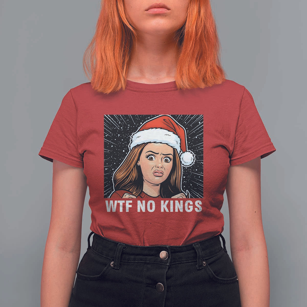 No Kings T Shirt For Women Funny Doll Face Meme Christmas - Wonder Print Shop