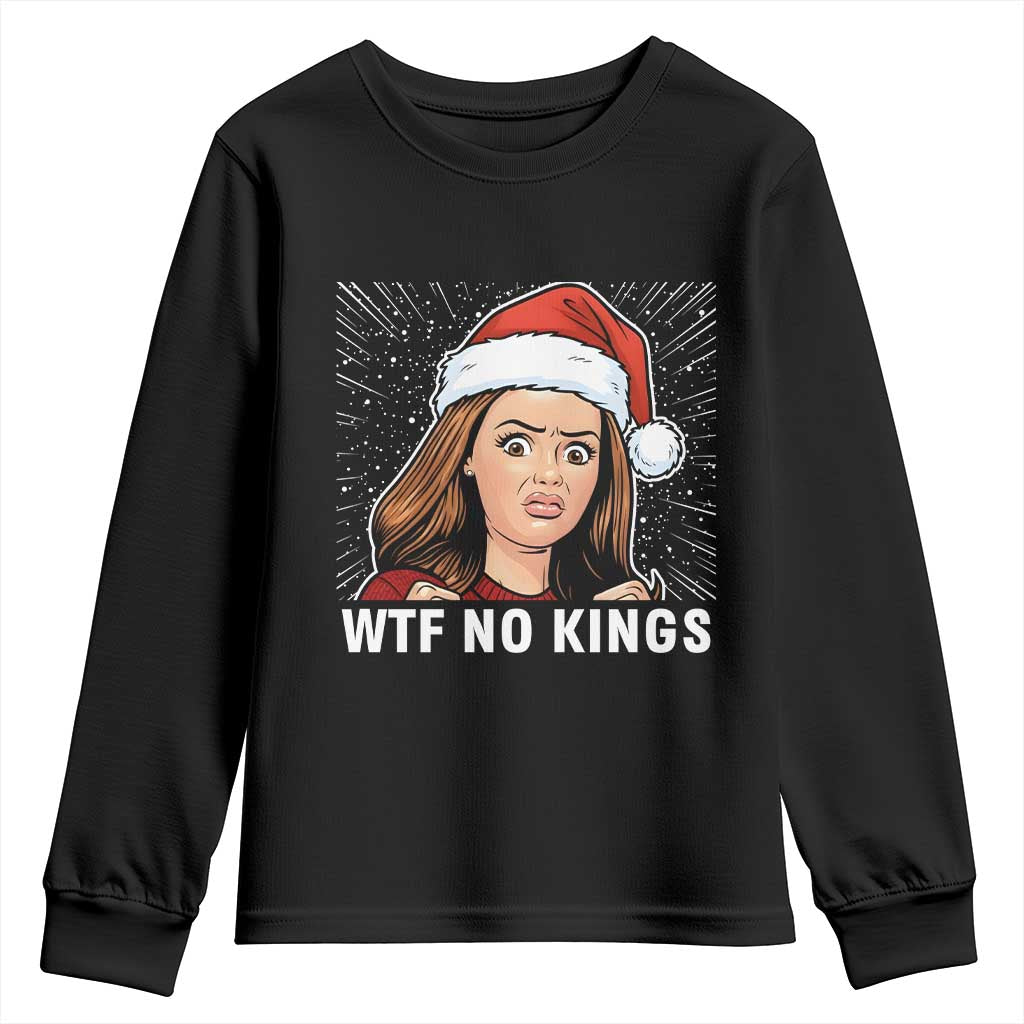 No Kings Youth Sweatshirt Funny Doll Face Meme Christmas - Wonder Print Shop