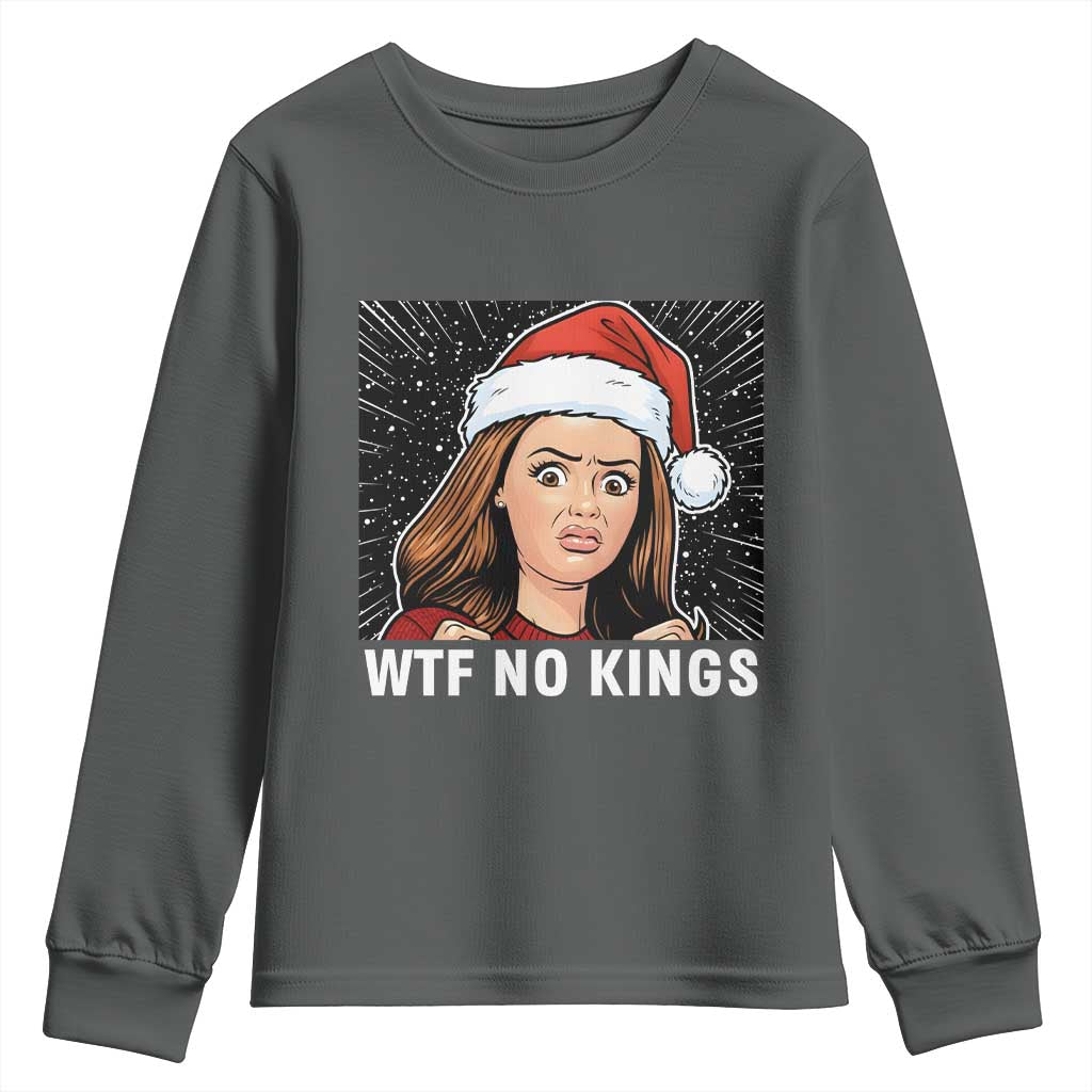 No Kings Youth Sweatshirt Funny Doll Face Meme Christmas - Wonder Print Shop