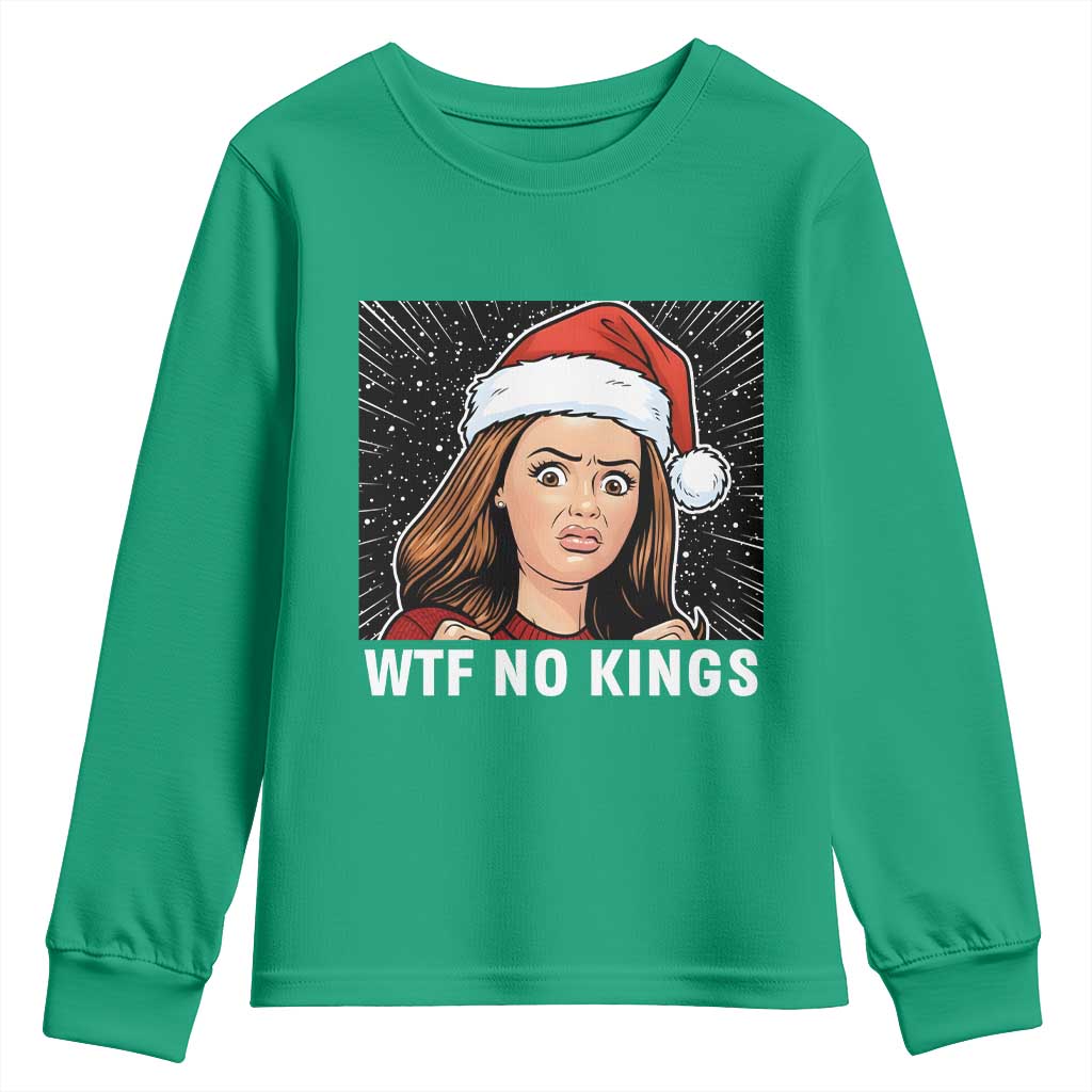 No Kings Youth Sweatshirt Funny Doll Face Meme Christmas - Wonder Print Shop