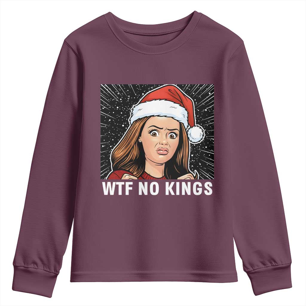 No Kings Youth Sweatshirt Funny Doll Face Meme Christmas - Wonder Print Shop