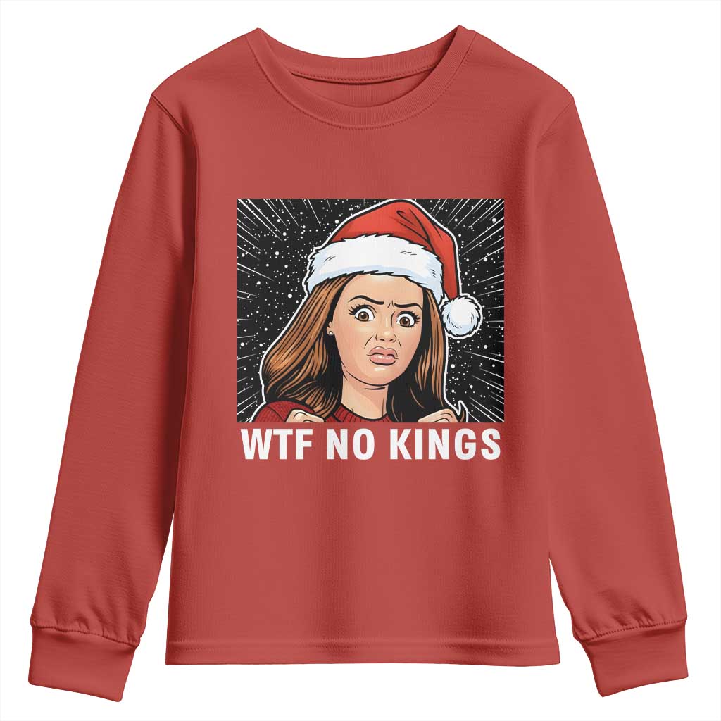 No Kings Youth Sweatshirt Funny Doll Face Meme Christmas - Wonder Print Shop