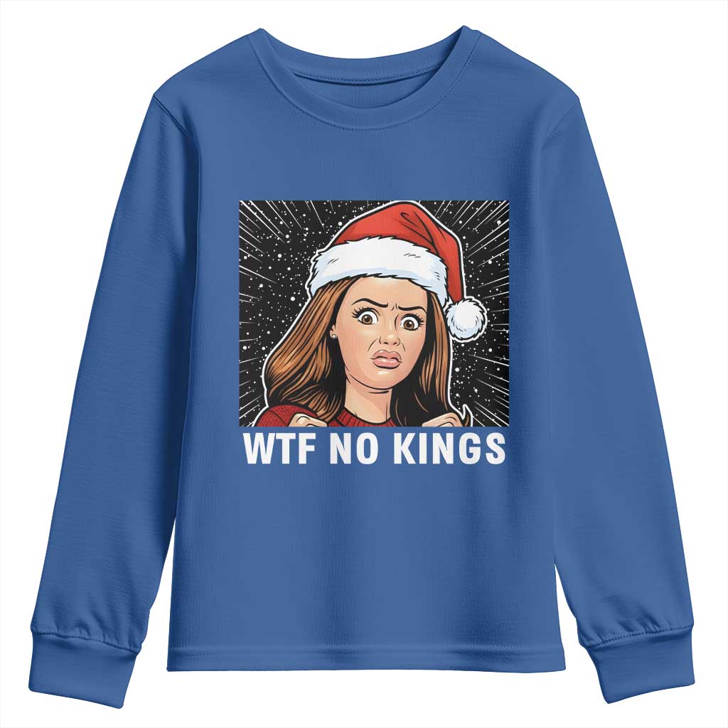 No Kings Youth Sweatshirt Funny Doll Face Meme Christmas - Wonder Print Shop