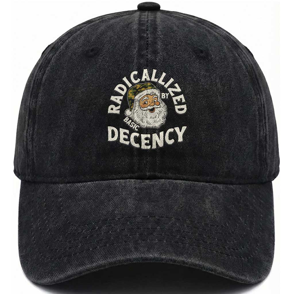 Funny Santa Camo Christmas Washed Cotton Baseball Cap Radicalized By Basic Decency