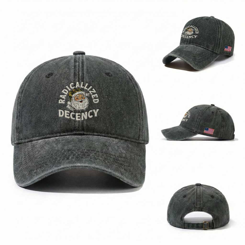 Funny Santa Camo Christmas Washed Cotton Baseball Cap Radicalized By Basic Decency