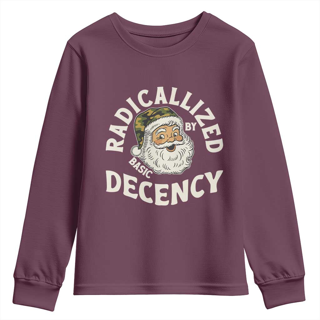 Funny Santa Camo Christmas Youth Sweatshirt Radicalized By Basic Decency - Wonder Print Shop