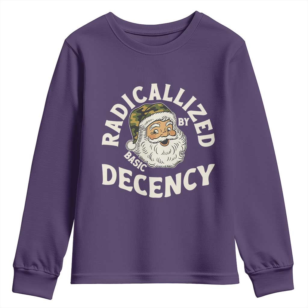 Funny Santa Camo Christmas Youth Sweatshirt Radicalized By Basic Decency - Wonder Print Shop
