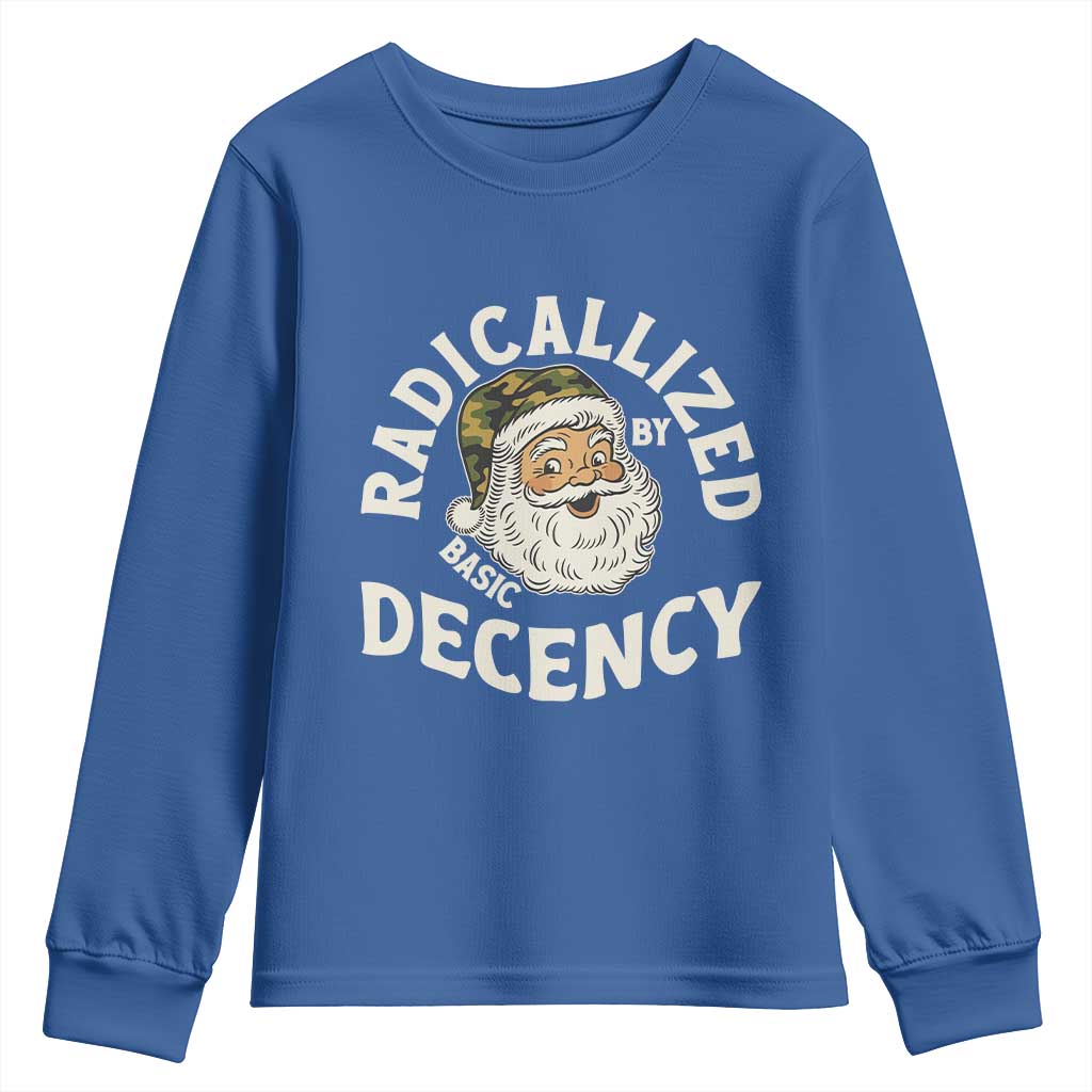 Funny Santa Camo Christmas Youth Sweatshirt Radicalized By Basic Decency - Wonder Print Shop