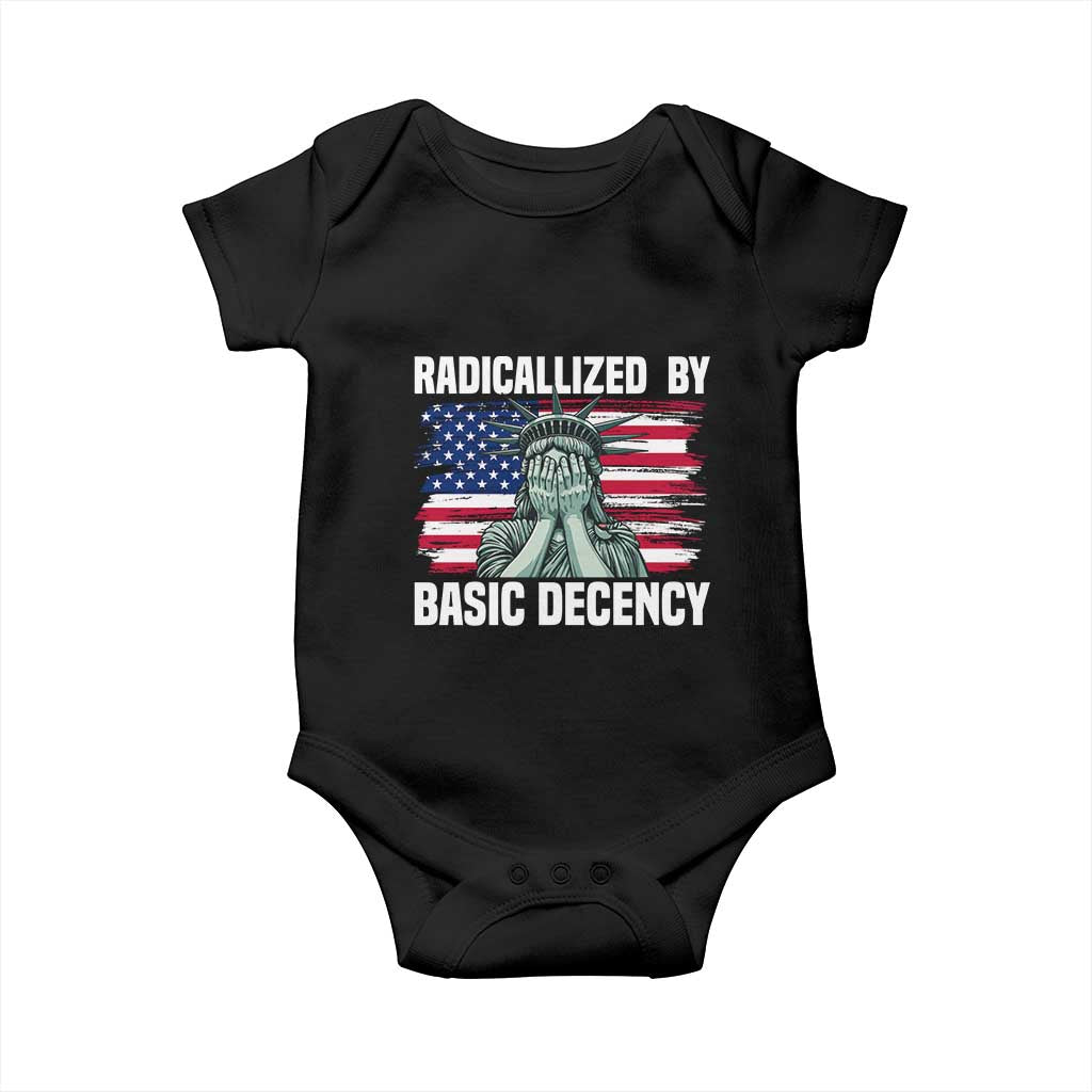 Statue of Liberty Patriotic Baby Onesie Radicalized By Basic Decency - Wonder Print Shop