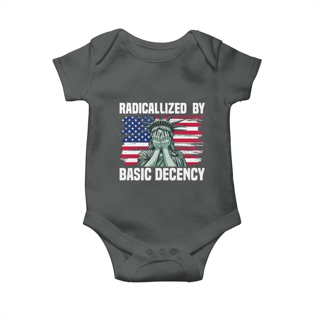 Statue of Liberty Patriotic Baby Onesie Radicalized By Basic Decency - Wonder Print Shop