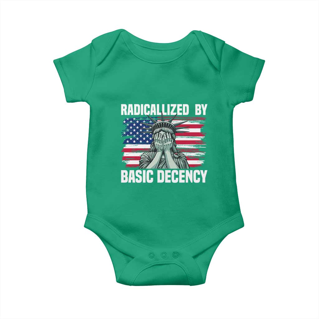 Statue of Liberty Patriotic Baby Onesie Radicalized By Basic Decency - Wonder Print Shop