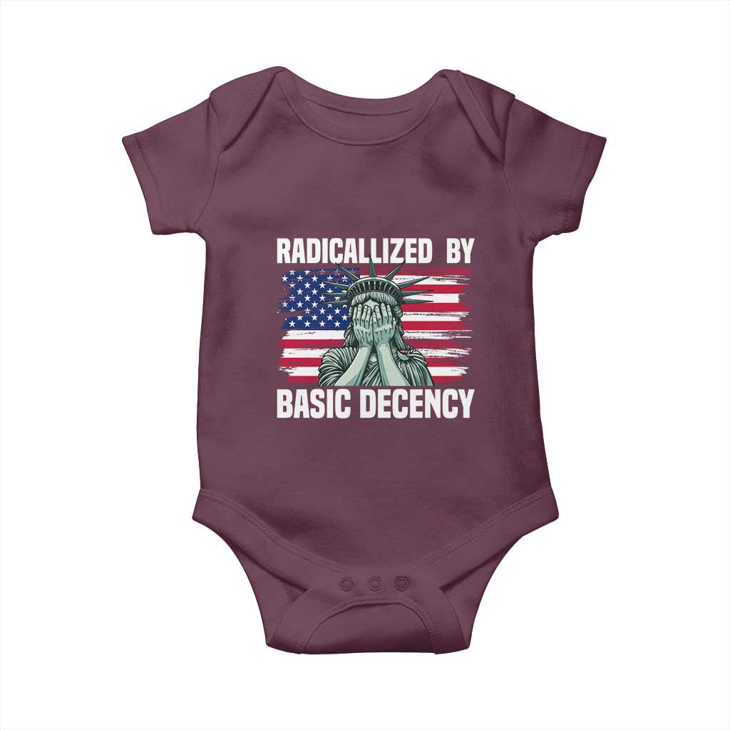Statue of Liberty Patriotic Baby Onesie Radicalized By Basic Decency - Wonder Print Shop