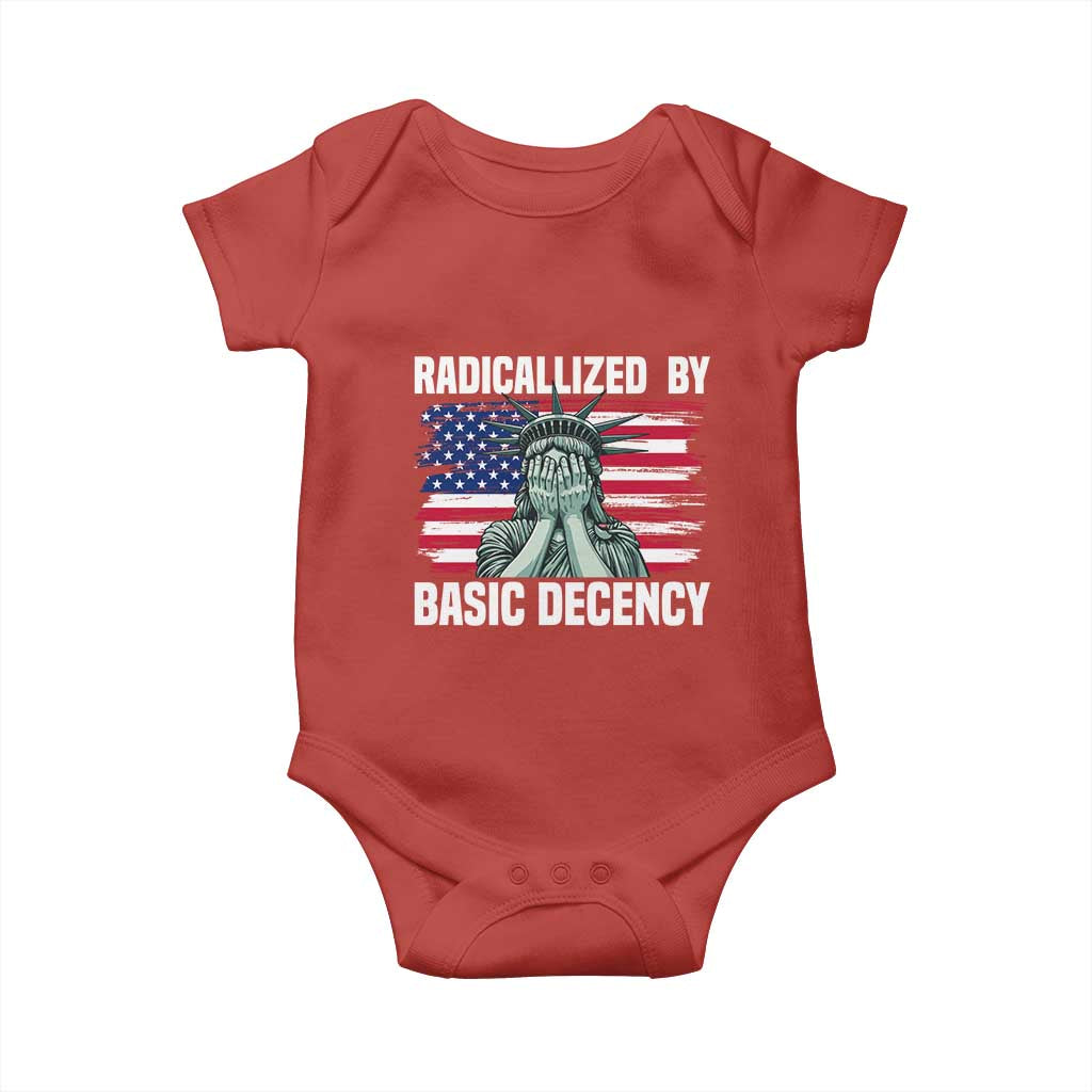 Statue of Liberty Patriotic Baby Onesie Radicalized By Basic Decency - Wonder Print Shop