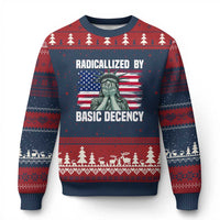 Statue of Liberty Patriotic Ugly Christmas Sweater Radicalized By Basic Decency - Wonder Print Shop