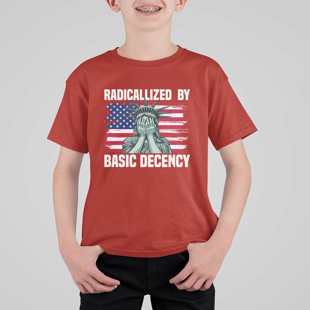 Statue of Liberty Patriotic T Shirt For Kid Radicalized By Basic Decency - Wonder Print Shop