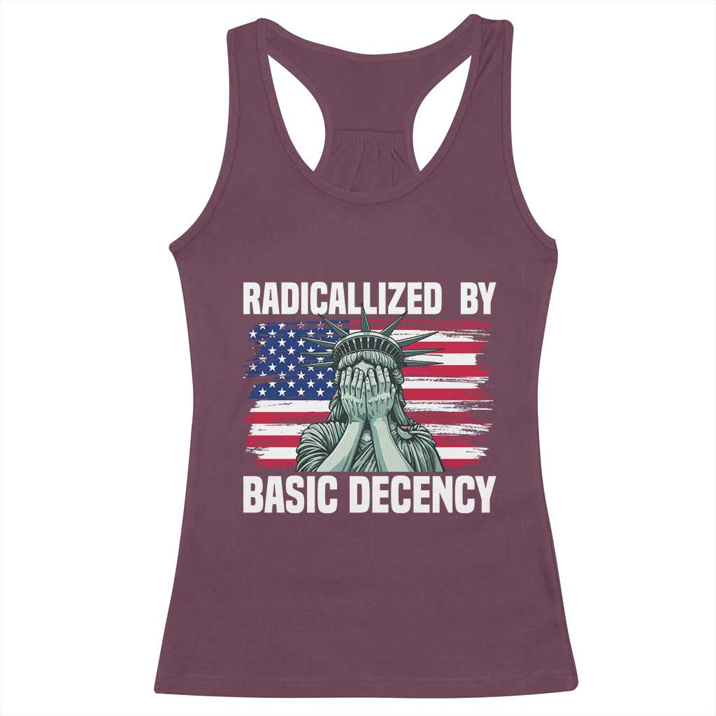 Statue of Liberty Patriotic Racerback Tank Top Radicalized By Basic Decency - Wonder Print Shop