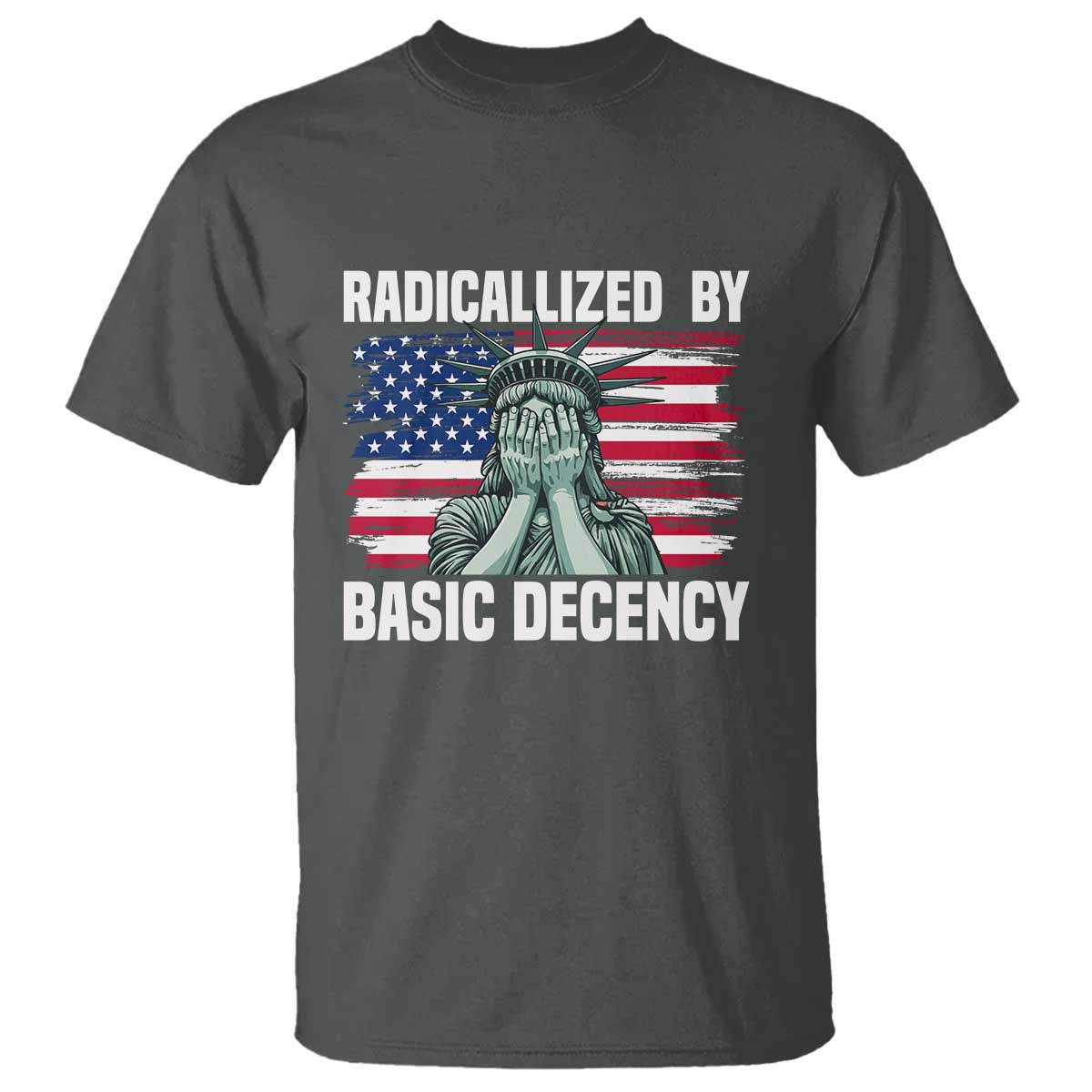 Statue of Liberty Patriotic T Shirt Radicalized By Basic Decency - Wonder Print Shop