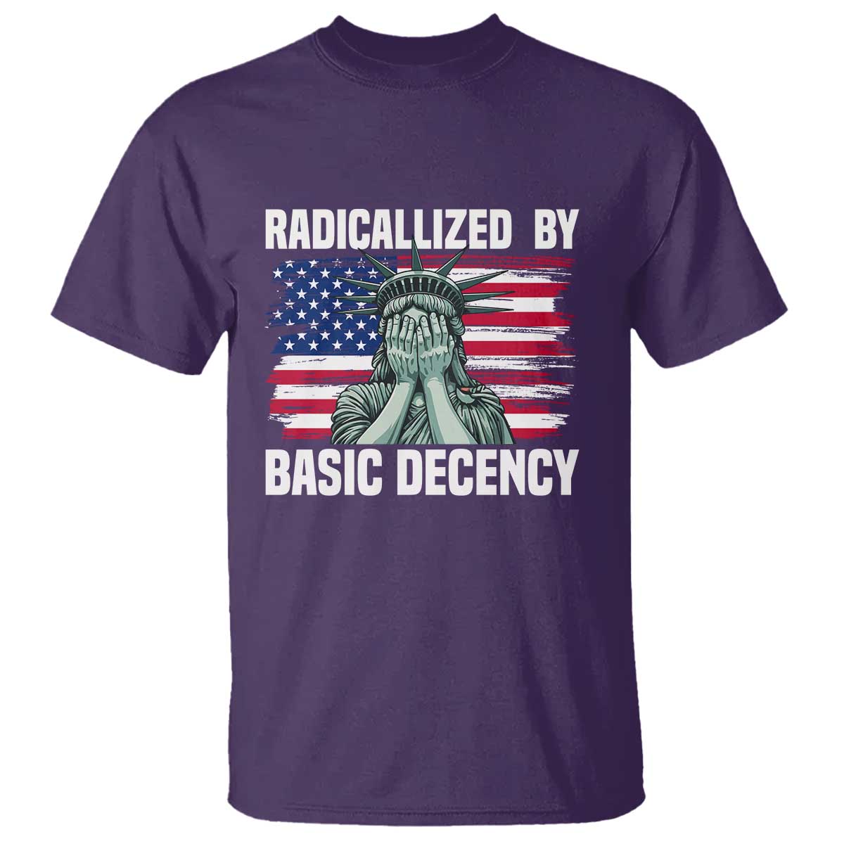 Statue of Liberty Patriotic T Shirt Radicalized By Basic Decency - Wonder Print Shop