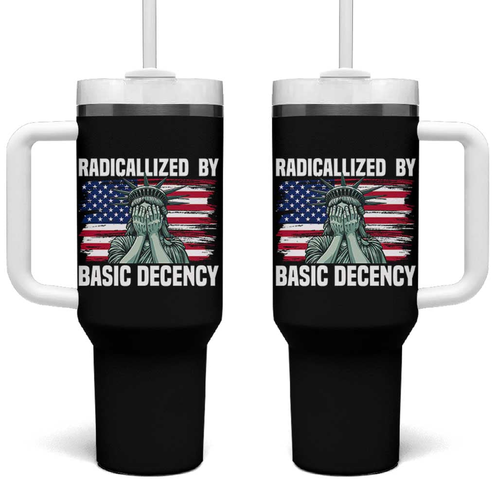 Statue of Liberty Patriotic Tumbler With Handle Radicalized By Basic Decency - Wonder Print Shop