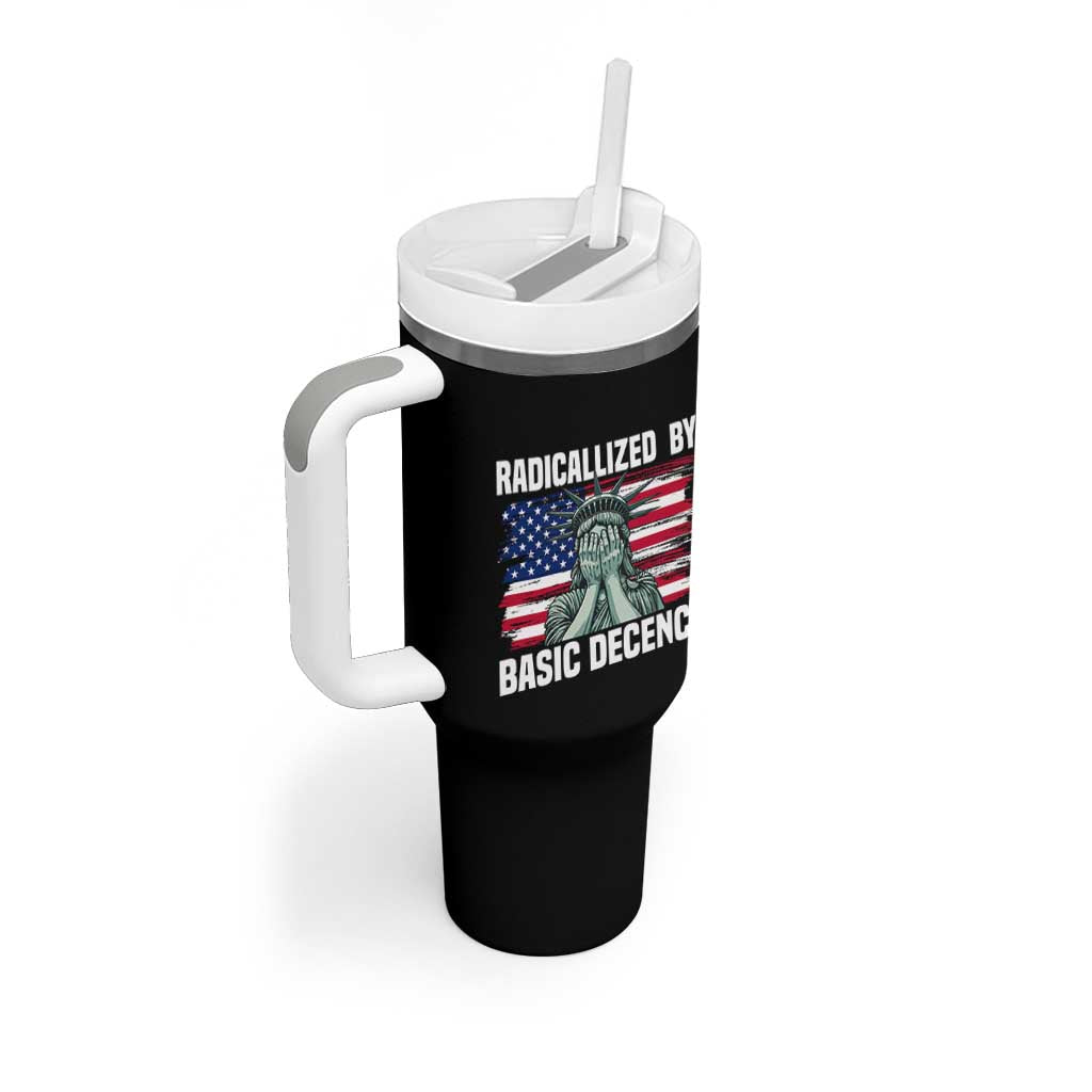 Statue of Liberty Patriotic Tumbler With Handle Radicalized By Basic Decency - Wonder Print Shop