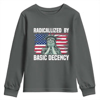 Statue of Liberty Patriotic Youth Sweatshirt Radicalized By Basic Decency - Wonder Print Shop