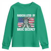 Statue of Liberty Patriotic Youth Sweatshirt Radicalized By Basic Decency - Wonder Print Shop
