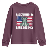 Statue of Liberty Patriotic Youth Sweatshirt Radicalized By Basic Decency - Wonder Print Shop