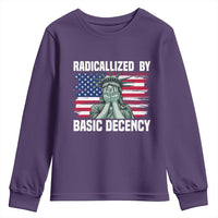 Statue of Liberty Patriotic Youth Sweatshirt Radicalized By Basic Decency - Wonder Print Shop
