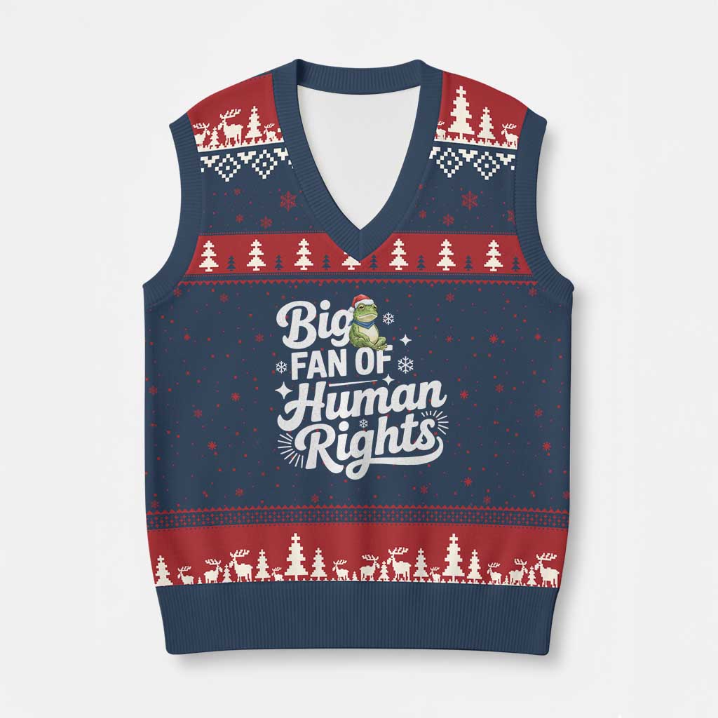 Resist Frog Xmas V-Neck Knit Sweater Vest Big Fan Of Human Rights Political Meme - Wonder Print Shop