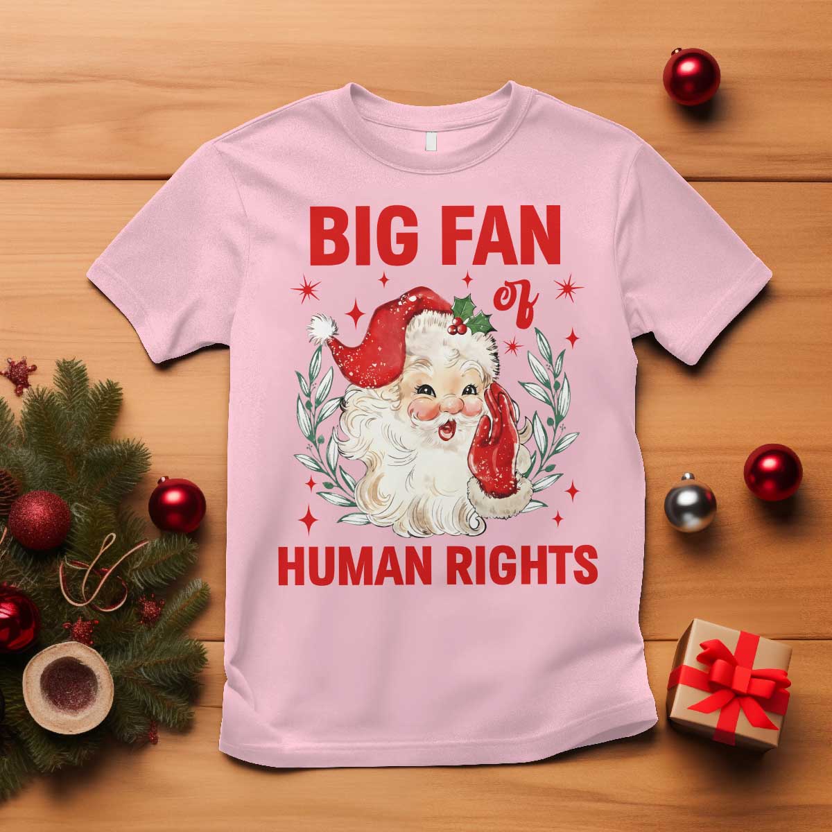Funny Santa Christmas T Shirt Big Fan Of Human Rights - Wonder Print Shop