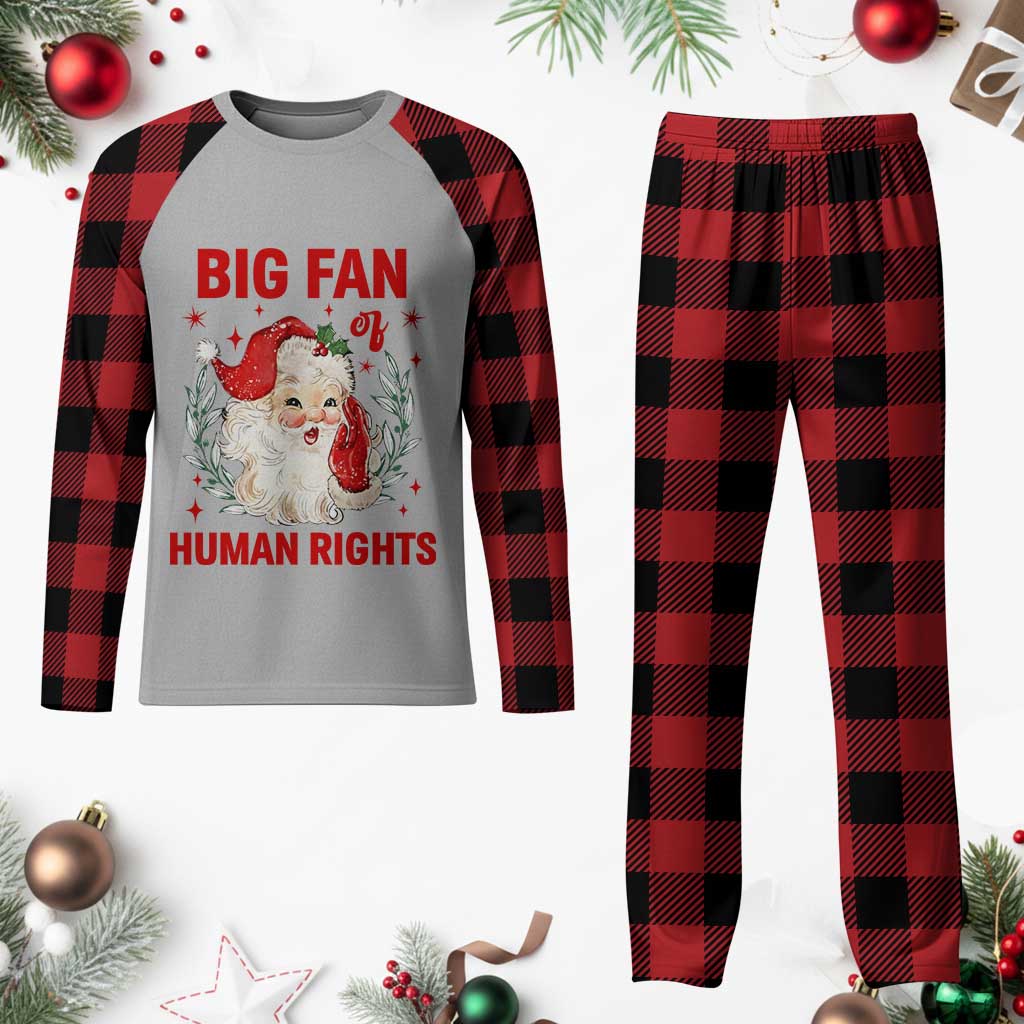 Funny Santa Christmas Plaid Pajama Set Big Fan Of Human Rights - Wonder Print Shop