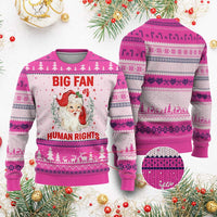Funny Santa Xmas Ugly Christmas Sweater Big Fan Of Human Rights - Wonder Print Shop